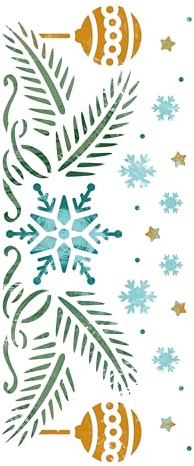 NAKLEO Weihnachten Malschablonen 21x45cm, Wiederverwendbare Kunststoff Schneeflocke Bordüre Muster für Kunstschnee Spray und Malen, DIY Handwerk Weihnachst Dekoration, Fenster Wand Holz Türen Karte