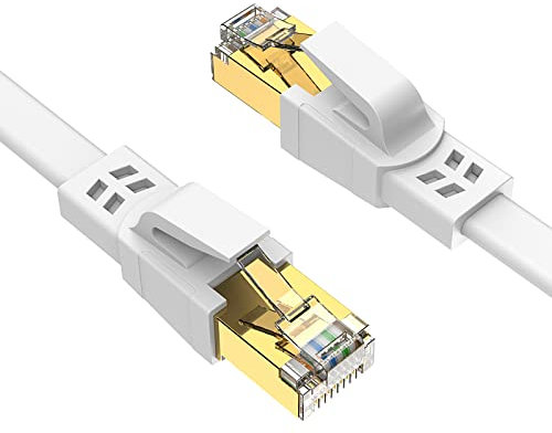 Ercielook Cat 8 Câble Ethernet 10m– Câble Réseau 40Gbps 2000MHz Plat STP RJ45 LAN Câble Compatible avec Routeur Modem Switch