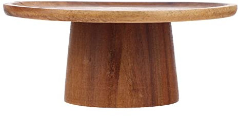 DOITOOL Wooden Cake Stand Rustic Round Cake Cupcake Server Footed Cake Plate Wood Cake Display Stand Dessert Plate for Dessert Fruit Birthday Afternoon Tea Party,16 x 16 x 7cm