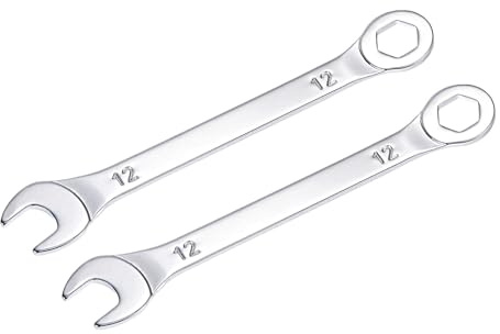 sourcing map 2Stk Dünn Ring Maulschlüssel mit Offset 6-Punkt Ende und Abgewinkelt Offen 12mm