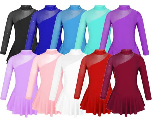 Tanz Kleid Ballettkleid Tanzkleid Garde Eiskunstlaufen Einteiler mit Body, Rot, 158-164