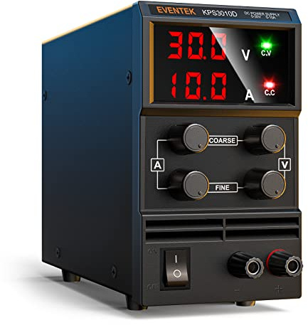 Fuentes de Alimentacion,Eventek Fuente de alimentacion Regulable 30V 10A,Ajustable Banco Fuente de alimentación,Cable de Cocodrilo/líneas de Prueba…