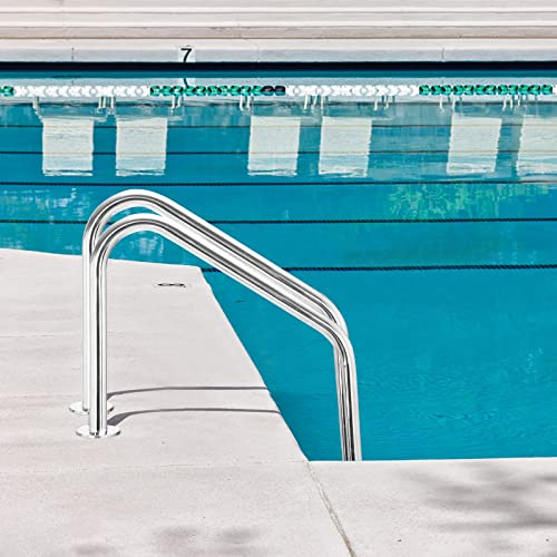 LIFEZEAL Escalera de Piscina de 3 peldaños de Acero Inoxidable 304, Escalera de Piscina en Forma de U con escalones Antideslizantes y pasamanos Curvo, Ideal para Piscina, SPA, Parque