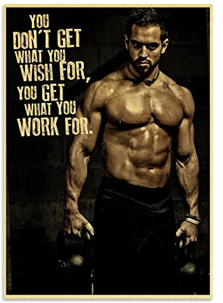REYTOL Muskel Fitness Übung Leinwand Wand Bilder Mann Langhantel Workout Plakate Fitnessstudio Inspirierende Zitate Leinwand Bild Dekor Muskulöse Bodybuilding Bilder（Kein Rahmen）