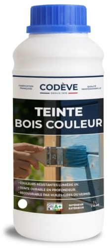 Teinte Bois Couleur - Codeve Bois/Rouge - 1L - Intérieur/extérieur - Pour Teinter En Couleurs Vos Bois Résineux, Européen Ou Exotique.
