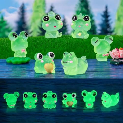 YIZHIXIANGQ Rana Luminosa, 6pcs Mini Rane In Resina, Rana Decorativa Giardino, Rana Decorativa, Mini Rane, Adatta per Decorare Mini Giardini, Case Delle Bambole e Piante in Vaso