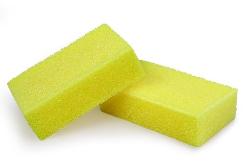 DECOHS 2 Pcs Bug Scrubber Sponge- Reusable Car Bug & Tar Remover Sponge- Car Wash Cleaning Scrub Sponges for Car Detailing (Yellow)