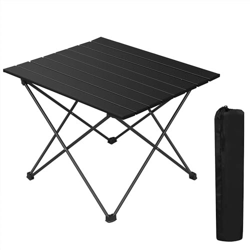WOLTU Alu Campingtisch klappbar Falttisch Ultra Leichte tragbar mit Tragetasche, Klapptisch Kleiner Reisetisch Beistelltisch für Camping Picknick Outdoor Angeln, 56 * 46 * 40cm Schwarz