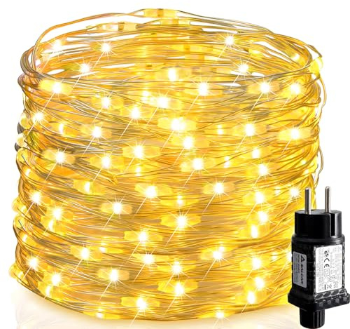 SALCAR Cadena de luces LED de alambre de cobre de 100 M, 1000 LED de 8 modos, luces de Navidad impermeables para interiores y exteriores para habitaciones, árboles, jardín, fiesta, boda, decoración
