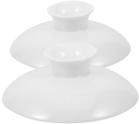COLLBATH Ceramic Tea Cup Lid 3.23 Inch Replacement Porcelain Cup Cover for Tea Ware Accessories Home Use Outdoor Camping Set of 2
