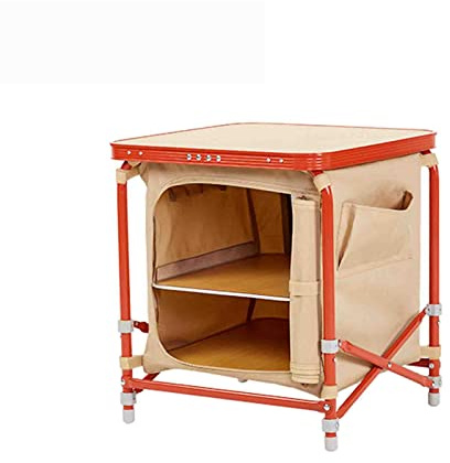 KJLYLPP Folding Camping Storage Cabinet, Pop Up Outdoor Kitchen Station with Storage Organizer, Carry Bag, Easy Set Up Portable Compact Table (2)