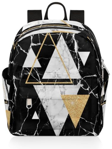 TropicalLife Triangel-Kunst-Marmor-Rucksack für Damen, Kinder, Mädchen, niedlicher kleiner Rucksack, lässige Schultertasche, Tagesrucksack für Schule, Reisen, farbig