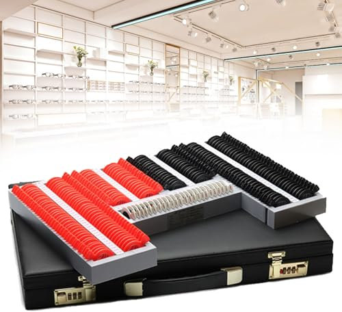 Naturalpowev 266PCS Lens Set Metal Rim Optometry Kit Optical Trial Lens Set with Password Lock & Leather Box, Optical Kit for Optical Shops, Optometry Training Centers