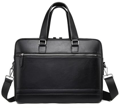 YOUNAFEN Notebook-Tasche, Aktentasche, Handtasche, Business-Tasche für 15,6 Zoll Laptop, Herren, Computertasche, Leder-Portfolio, tragbare Kuriertasche
