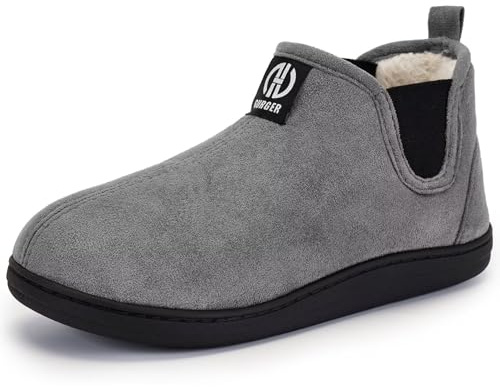 GURGER Pantofole Donna Uomo Invernali Pantofole a Stivaletto Foderate in Peluche Memory Foam Antiscivolo Ciabatte da Casa Chiuse Calda Stivaletti Alte Ciabatte Grigio 46 47