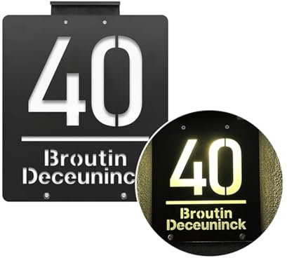 Personalisierte Hausnummer für draußen, solarbeleuchtete Hausnummern für draußen, personalisiertes Solar-Adressschild, beleuchtete Hausnummern für den Außenbereich (28 x 24 cm)