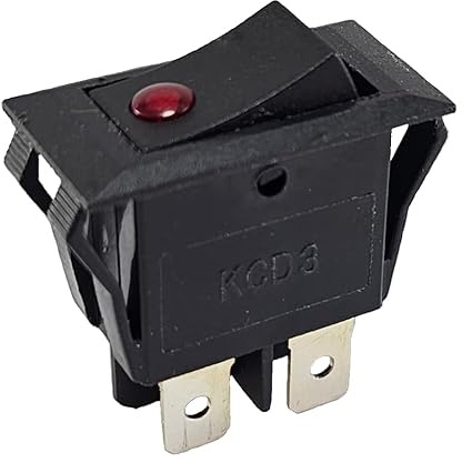 Wippschalter, Einbau 13,4x27,5mm 4 Pin 16A 250V Wippe mit roter Punktbeleuchtung
