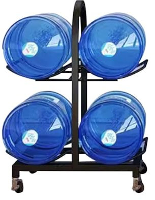 Soporte para jarra de agua para portabilidad y almacenamiento, estante de 2/3 niveles con gran capacidad, doble fila de colocación para el hogar, cocina y oficina, color negro, 45 x 28 x 95 cm