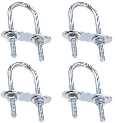 LEPEVNEY Pernos en U redondos M6, 34 mm de ancho interior, 75 mm de longitud, pernos en U de acero con tuercas, placas, arandelas para instalaciones de vehículos y barcos, 4 juegos M6 x 34 x 75