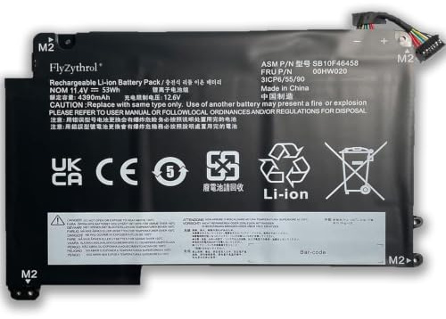 FlyZythrol 00HW020 laptop battery Compatible With Lenovo ThinkPad Yoga 460 | 20EL 20EM P40 Yoga 20GQ 20GR 20FY 20DM000VUS 20FY0002US series 00HW021 SB10F46459 SB10F46458 11.4V