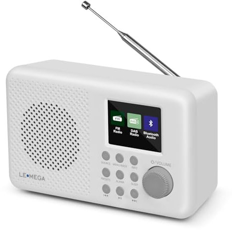 DAB Radio with Colour Display | DAB+ Portable Bluetooth Radio | Digital Radios Mains and Battery 11hr Play | FM Radio, 80 Presets,Headphone Jack | Kitchen Radio,Clock Radio | LEMEGA DR3P Stone Grey