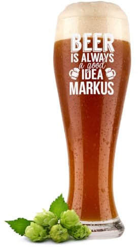 polar-effekt Vaso de cerveza de trigo de 0,5 litros con grabado personalizado, idea de regalo para el día del padre, vaso de cerveza blanca de Múnich con nombre, extra apto para lavavajillas
