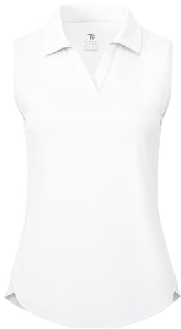 donhobo T-Shirt Damen Ärmellose Golf Polo Shirts V-Ausschnitt Tennis Tank Tops Sportshirt UPF 50+ Schnell trocknend Leichte Atmungsaktiv Sommer Oberteil