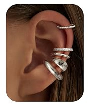 CASSIECA Orecchini Ear Cuff Non Piercing a Clip Ipoallergenici, Chunky per Cartilagine - Regalo di Gioielli