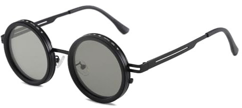 Long Keeper Occhiali da Sole Regolabili Uomo Occhiali da Sole Polarizzati Rotondi Occhiali Regolabili 1-9 Ingranaggi per Escursioni di Guida di Pesca (Nero)