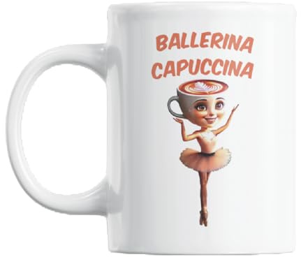 Gift Island Taza de café con texto en inglés Ballerina Cappuccina - Taza de meme y regalos divertidos - Taza de café - 325 ml