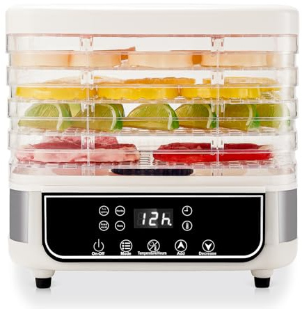 Obecilc Déshydrateur automatique intelligent à 5 couches avec minuterie de 72 heures, température réglable de 35 à 70 °C et affichage LED pour sécher les fruits, les légumes, la viande