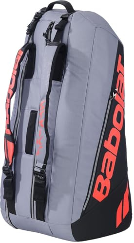 Babolat, Borsa per racchetta Pure Strike, design elegante e ideale grazie alla sua grande capacità, è comoda e durevole, un accessorio sportivo pratico e versatile, Grigio/Rosso Fluo, unica, Sport