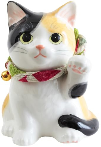 YOSHINOYA KYUBEI Lucky Cat Statue, 4.0 inches, Good Luck Charms, Japanese Decor, Ceramics, with Box, 7901-Z-US
