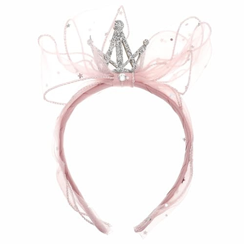 Cerchietto per Bambole Corona Fiocco Grande Rosa in Pvc