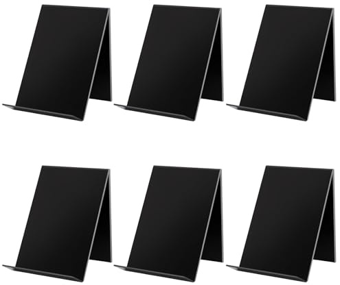 Lot de 6 supports de livres en acrylique - Noir - 13 x 10 x 11,5 cm - En acrylique - Pour livres - Présentoir incliné - Présentoir de table