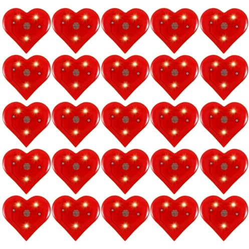 NUOBESTY 20 Stück Herzförmige Led-leuchtbroschen – Leuchtende Anstecknadeln für Hochzeitsfeier-dekoration, Valentinstag, Abschlussball, Weihnachten