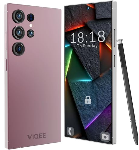 viqee Android Smartphone Handy Ohne Vertrag Günstig, 8+256GB Dual SIM 6.8 HD-Bildschirm 4500mAh Akku 21+8MP Kamera, Simlockfreie Handys/OTG/Face ID,Roségold