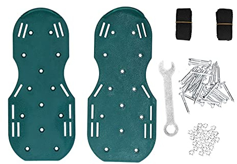 HERCHR Sandalias aireadoras de césped, Zapatos de aireación del Suelo de 4,2 cm, Picos, Zapatos con Tachuelas Verdes, Herramientas de excavación para jardín y Patio con Mini Llave para