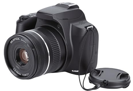 Plyisty Fotocamera Digitale 4K da 64 MP per Vlogging, Webcam WiFi con Messa a Fuoco Automatica, Schermo da 3 Pollici, Zoom Ottico 10X, Zoom Digitale 4X, 4K 30FPS, Fotocamera Portatile
