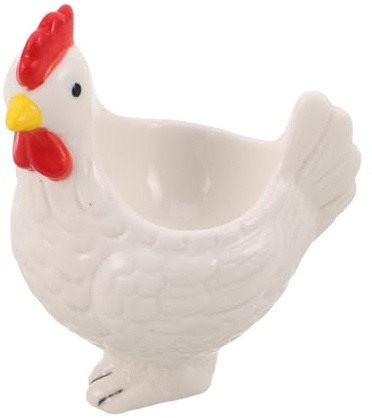 Mipcase Porta Huevos de Porcelana Forma de Gallina, Huevera Creativa Reutilizable para Huevos Pasados por Agua, Adecuado para Mesa de Cocina