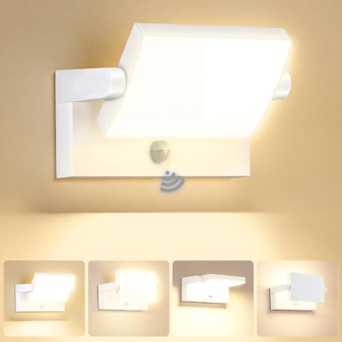 40W Appliques Murales LED avec Détecteur de Mouvement avec panneau LED pivotant à 350°Blanc Applique Exterieur 4000Lm Projecteur LED 3000K Blanc Chaud Applique Intérieur étanche IP65