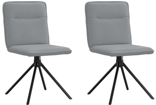 RuiNingRN Set of 2 Dining Room Chairs, Light Grey Fabric, Rotatable 360 Degrees, Ergonomically Padded, Metal and Plywood, 46.5 x 53 x 84 cm, for Dining Room, Kitchen, Living Room and Office