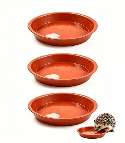 Hedgehog Food and Water Bowls, 3 Pack Low Profile Feeding Dishes, 14cm | Wide Shallow Bowls for Dry Food Mealworms and Water, Easy Access Small Animal Bowls for Garden Wildlife