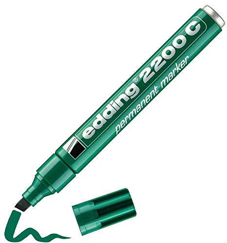 edding 2200 C permanent marker - green - 1 pen - chisel tip 1-5 mm - quick-drying permanent marker pen - waterproof, smudge-proof - for cardboard, plastic, wood, metal, fabric