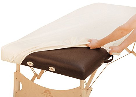 WellTouch Ölresistenter PU-Bezug M | Spannbezug für Kosmetik-, Behandlungs- & Massageliege | Öl- & wasserabweisendes Spannlaken | Maschinenwaschbarer Liegenbezug | creme-farben