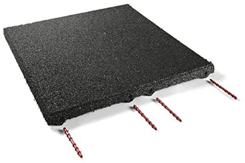 Fallschutzmatten Schwarz 50x50x3cm - Fallschutzmatten für Spiel Sport & Freizeitanlagen - leicht zu verlegen inkl. 3 Verbinder, Ideal für Spielplätze, in Kindergärten, Sportanlagen, Fallschutz