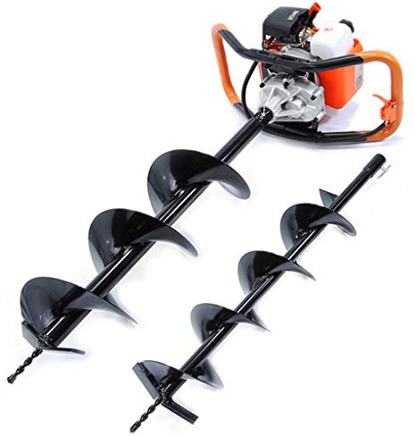 BENZIN ERDBOHRER ERDBOHRGERÄT PFAHLBOHRER EISBOHRER 3,1 PS 2 Borher (M84000)