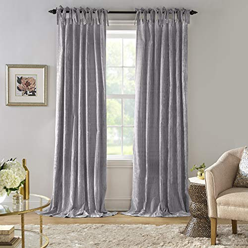Elrene Home Fashions Korena - Panel de Cortina de Terciopelo triturado con Lazo, Elegante Panel de Cortina para Sala de Estar o Dormitorio, 50 x 95 Pulgadas, Gris, 1 Panel