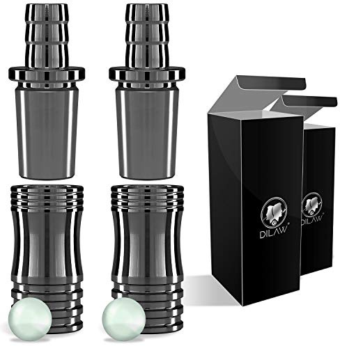 DILAW® Shisha V2A Edelstahl Adapter Schlauchadapter 18/8 Schliff Set 2-teilig Universal Hookah Wasserpfeife (2er Pack, Anthrazit Edelstahl)