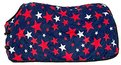 Fleecedecke Stars Transport- und Abschwitzdecke navy/rot/weiß 75